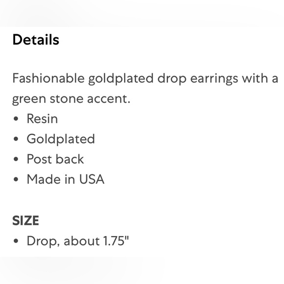 Kenneth Jay Lane Green Gold gold plated drop Hoop Earrings - Picture 4 of 5